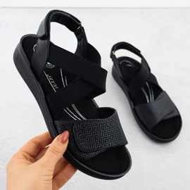 Sandalias cómodas para mujeres para velcro negro jezzi 24142 1