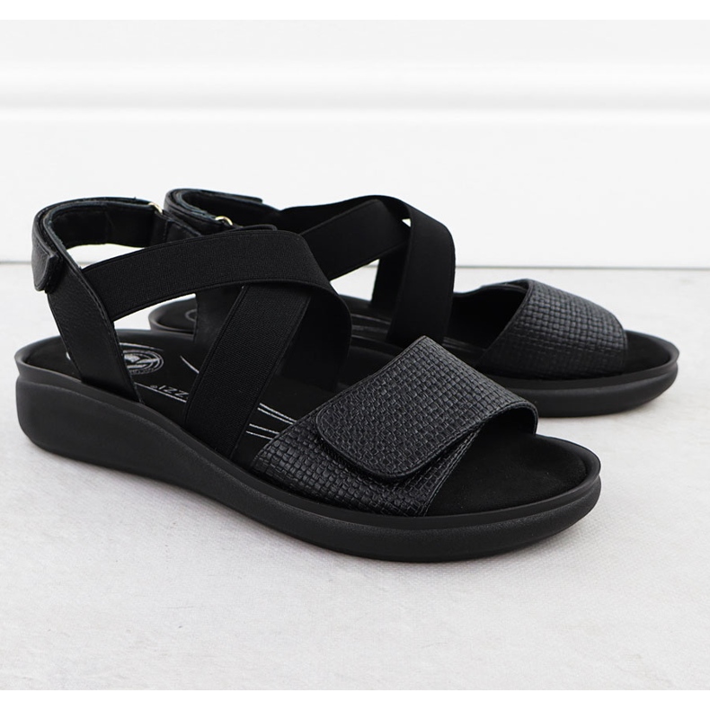 Sandalias cómodas para mujeres para velcro negro jezzi 24142 2