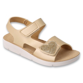 Sandalias infantil befado 068Y008 corazón brillo dorado 1