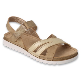 Sandalias infantiles befado con aplicación de piel 062Y005, dorado 1