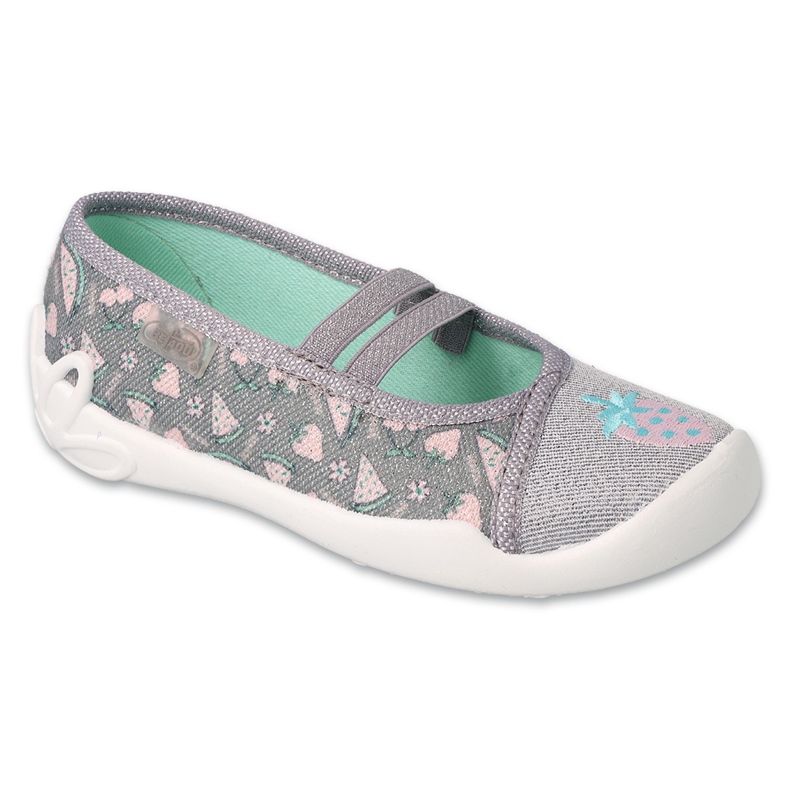 BEFADO Ballerinas para niños 116x317 gris con aplicaciones rosadas 1