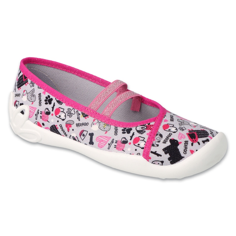 Bailarinas infantiles befado 116Y323 gris y rosa con estampados 1