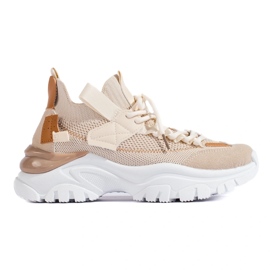 Zapatillas de moda con cordones beige 2