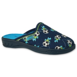 Pantuflas infantiles befado 707X421 azul marino con bolitas 3