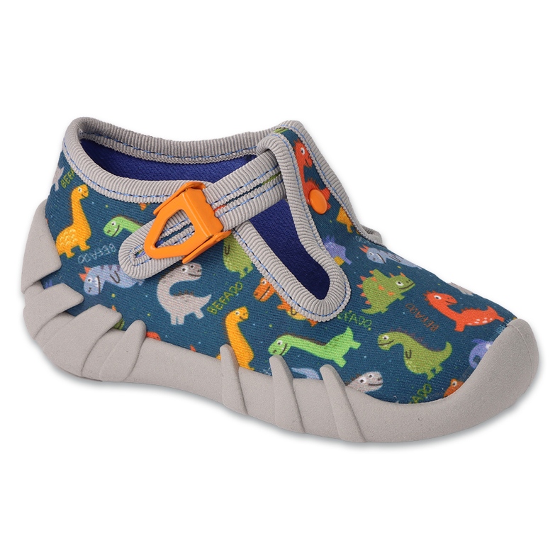 Pantuflas infantiles befado con cierre 110N495, verde con dragones 1