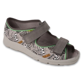 Sandalias infantil befado 969Y172, gris con aplicaciones de colores 1