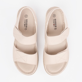 Goodin Sandalias de velcro de mujer beige ligera 2 Goodin Sandalias de velcro de mujer beige ligera 2