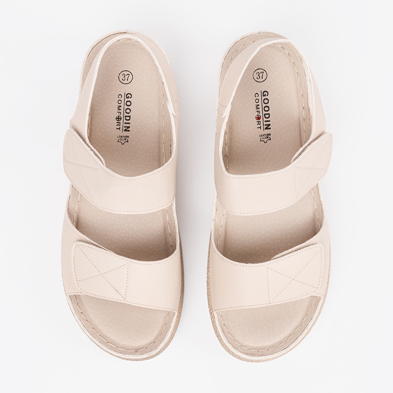 Goodin Sandalias de velcro de mujer beige ligera 2