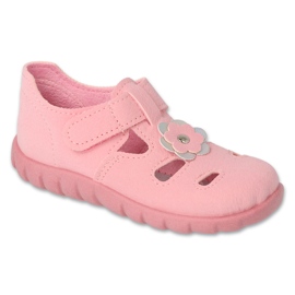 Pantuflas infantiles befado 535P002 rosa con flor 1