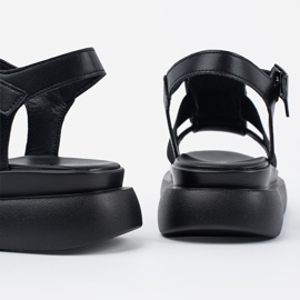 Goodin Sandalias elegantes de cuero negro en la plataforma 1 Goodin Sandalias elegantes de cuero negro en la plataforma 1