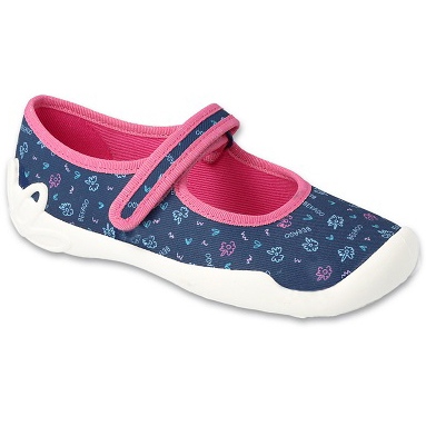 Pantuflas infantiles befado con velcro 114X517 azul marino y rosa 1