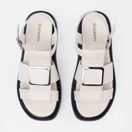 Goodin Light -Beige Leather Elegant Sandals en la plataforma 1