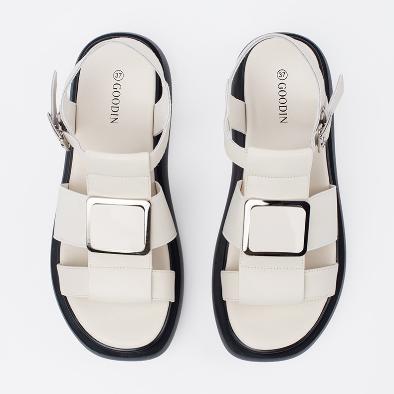 Goodin Light -Beige Leather Elegant Sandals en la plataforma 1
