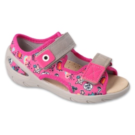 Sandalias infantil befado 065P171 rosa con aplicaciones de colores rosado 1