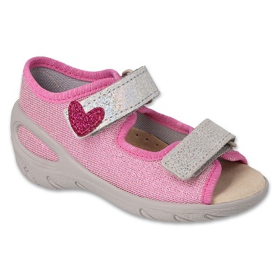 Sandalias infantil befado 063P003 rosa con corazón 1