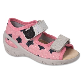 Sandalias infantil befado 063P004, rosa con gatos negros rosado 1