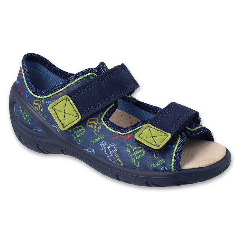 Sandalias infantil befado con plantilla de piel 063X016 azul con coches 1