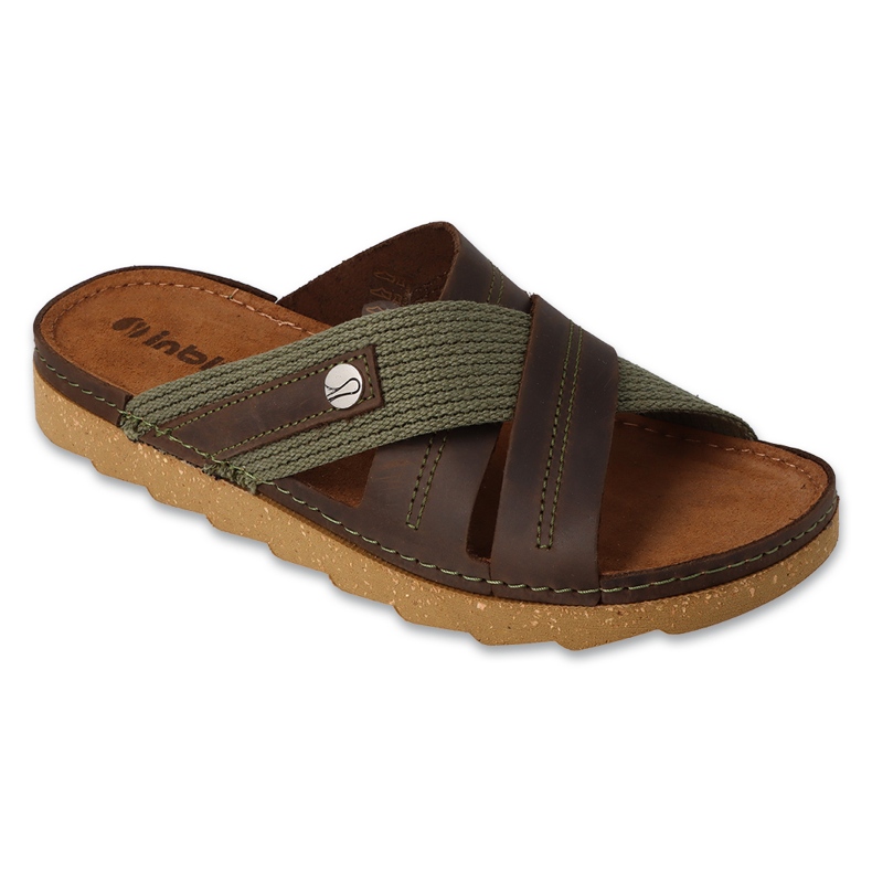 Zapatillas de hombre Inblu 158M023 marrón y verde 1
