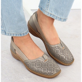 Zapatos de cuero a puertas de mujer, Meringue Comfort Rieker 41351-90 beige 6