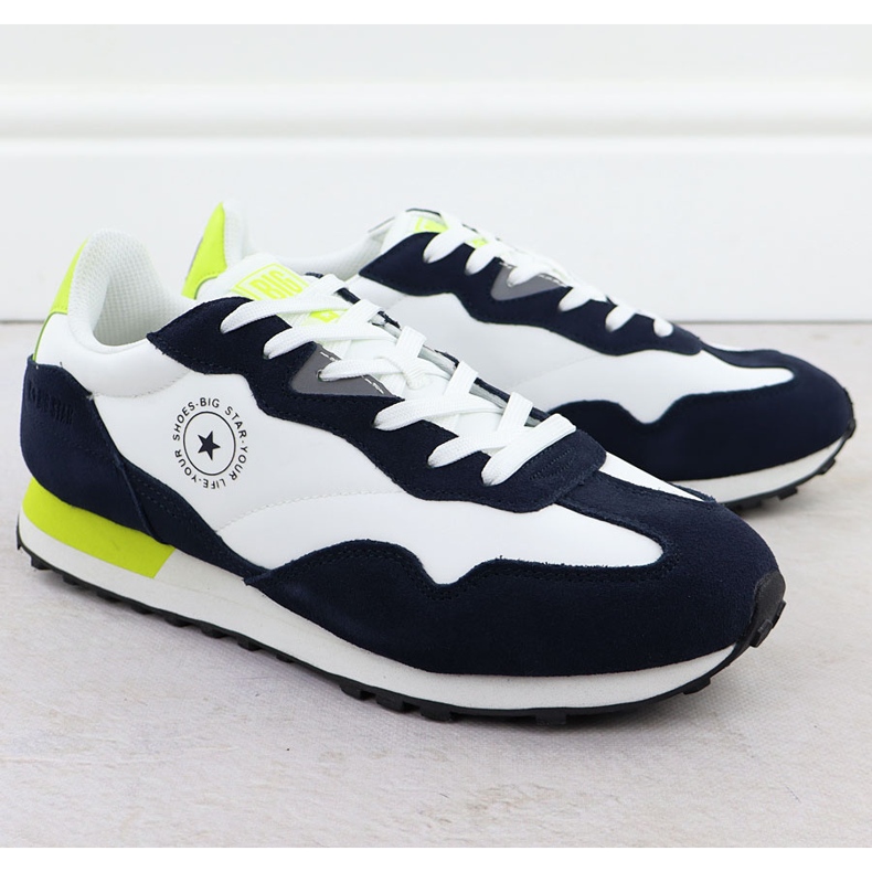 Zapatillas de cuero para hombres zapatillas de deporte blancas y azul marino Big Star RR174408 blanco 1