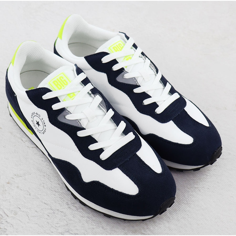 Zapatillas de cuero para hombres zapatillas de deporte blancas y azul marino Big Star RR174408 blanco 2