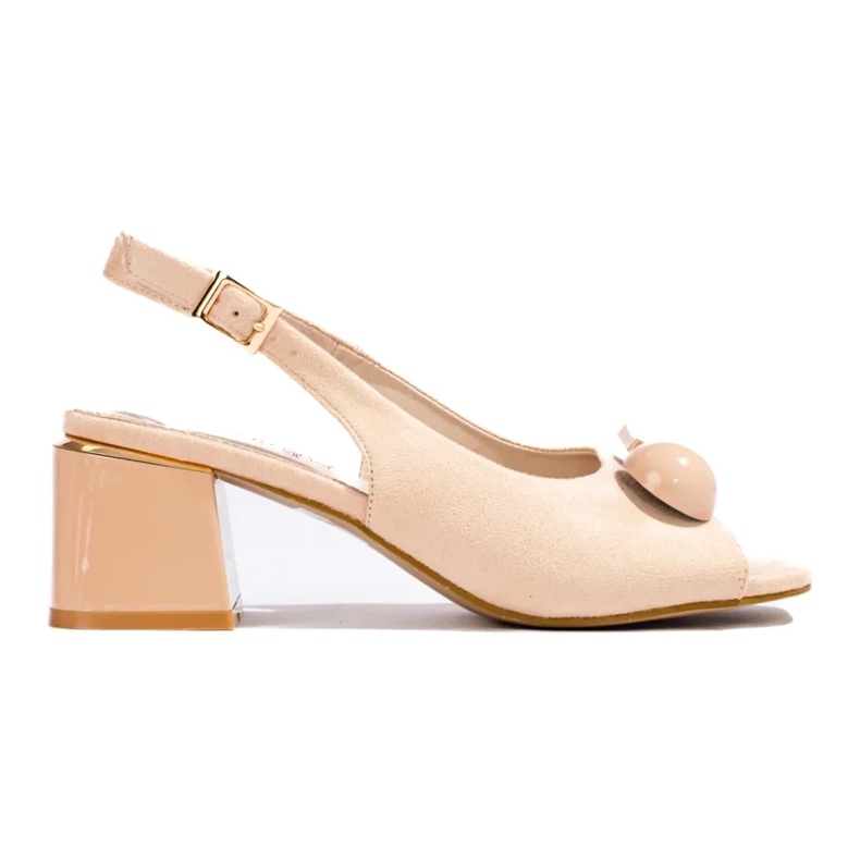 Sandalias de tacón bajo en ante beige de Shelovet 2