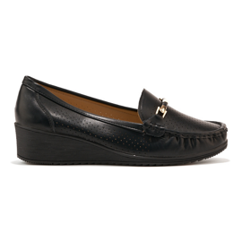 Mocasines negros calados con cuña baja 3