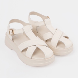 Goodin Sandalias beige ligeras sobre una suela gruesa 1