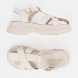 Goodin Sandalias beige ligeras sobre una suela gruesa 2