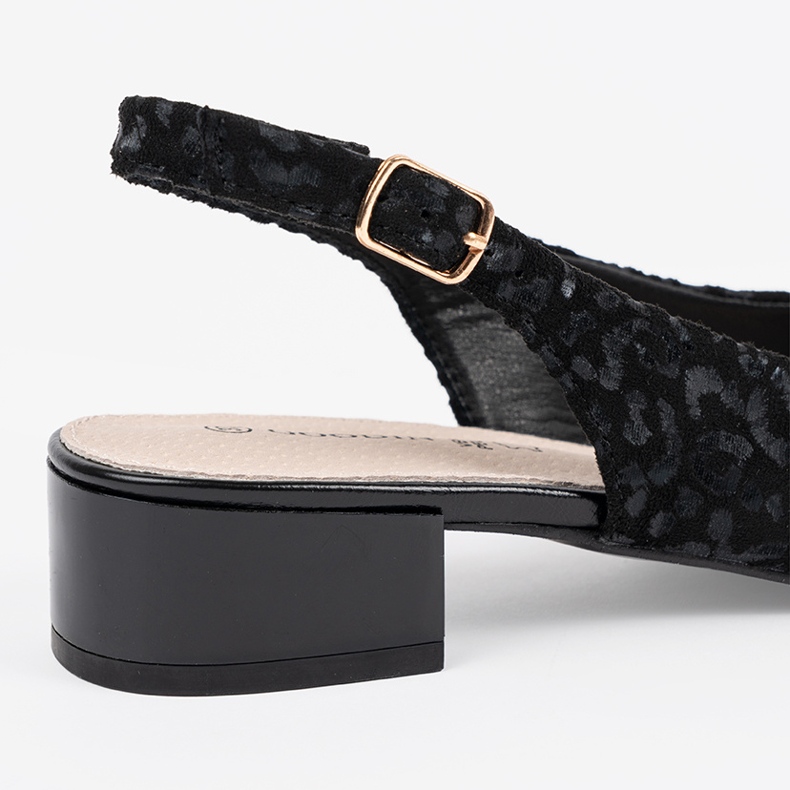 Goodin Sandalias negras de baja altura con estampado de leopardo negro 1