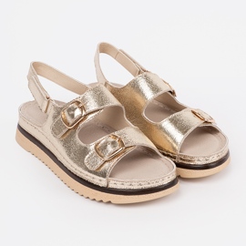 Goodin Sandalias de oro con elementos dorados 2