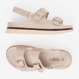 Goodin Sandalias beige con elementos dorados 2