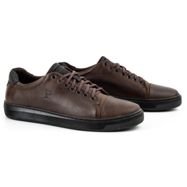 Polbut Zapatos de cuero para hombres 2109 marrón 2