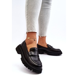 Vinceza Mocasines para mujeres con una tira de inserto de cuero negro 3