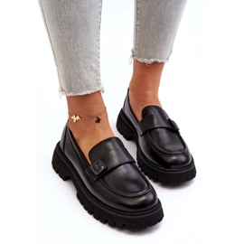 Vinceza Mocasines para mujeres con una tira de inserto de cuero negro 4