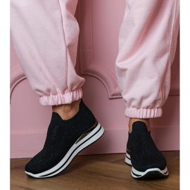 Zapatillas de deporte para mujeres negras en la plataforma con circones negro 3