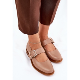Zapatos de cuero para mujeres con Laura Messi 2980 Black Black Shock beige 5