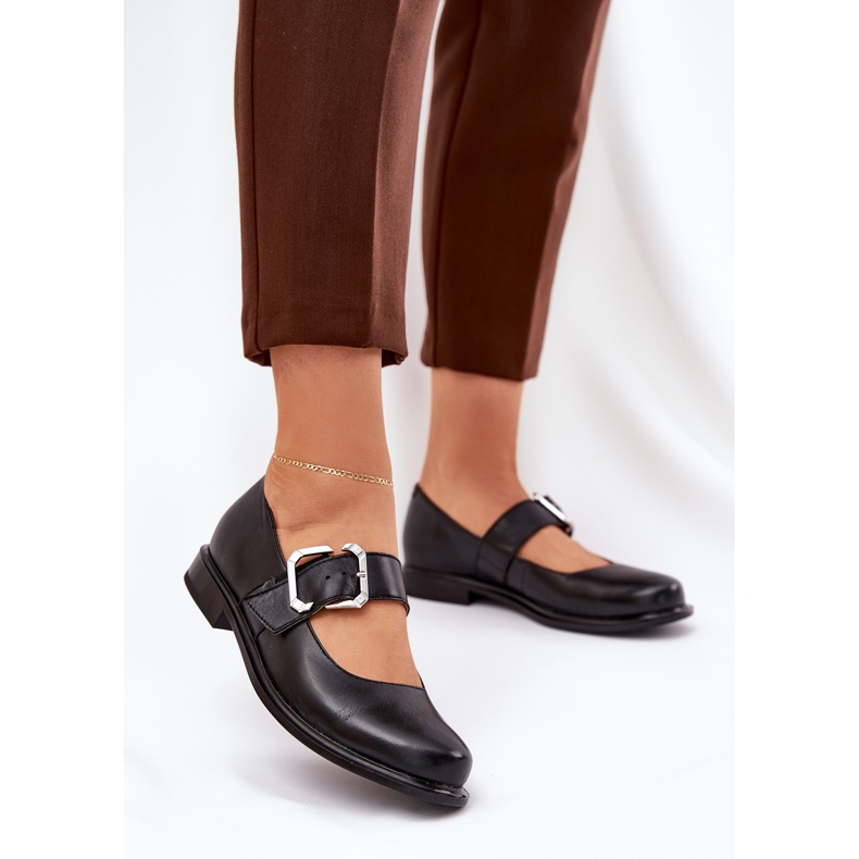 Zapatos de cuero para mujeres con Laura Messi 2980 Clamp negra negro 2