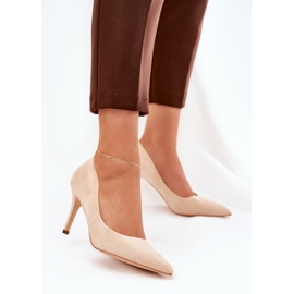 Tacones de gamuza ecológico beige 2