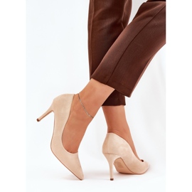 Tacones de gamuza ecológico beige 3