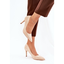 Tacones de gamuza ecológico beige 5