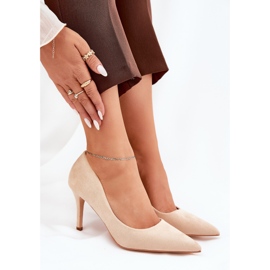 Tacones de gamuza ecológico beige 8