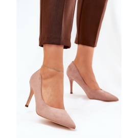 Tacones de gamuza ecológicos caqui beige 2