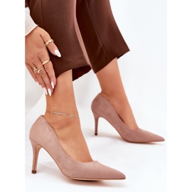 Tacones de gamuza ecológicos caqui beige 5