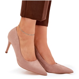 Tacones de gamuza ecológicos caqui beige 8