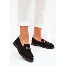 Mocasines de mujer con detalles dorados negros 2