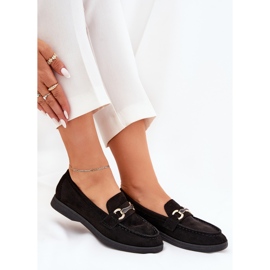 Mocasines de mujer con detalles dorados negros 5