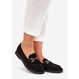 Mocasines de mujer con detalles dorados negros 1