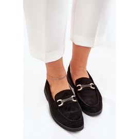 Mocasines de mujer con detalles dorados negros 3