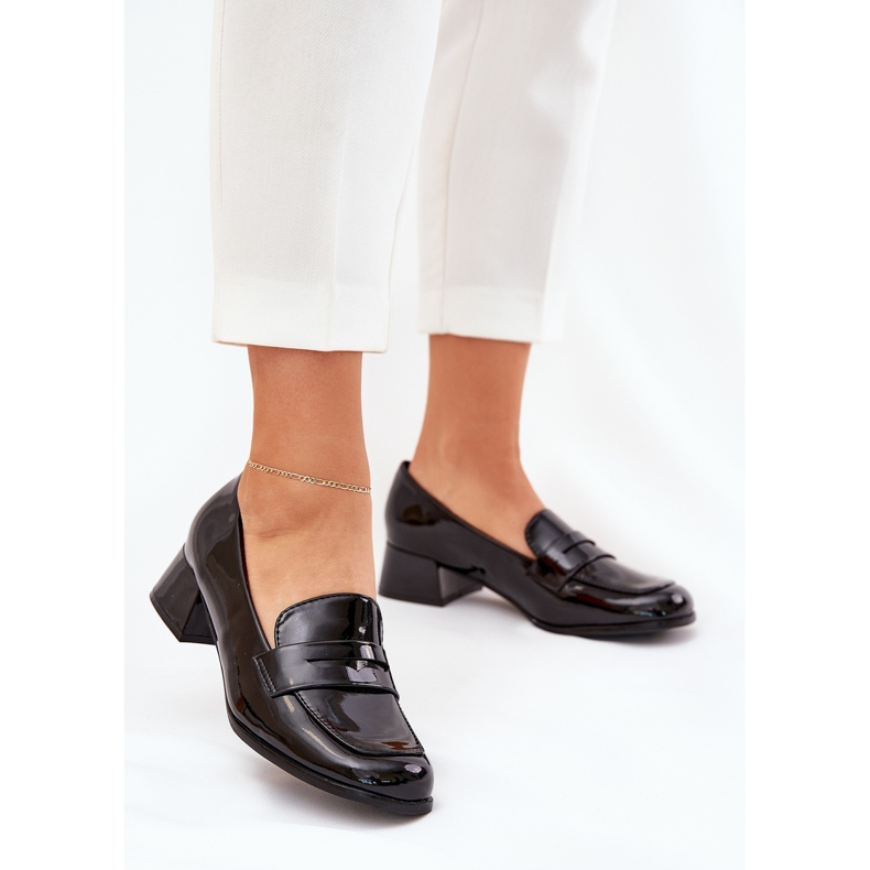 Bombas negras de baja tacón negro 1